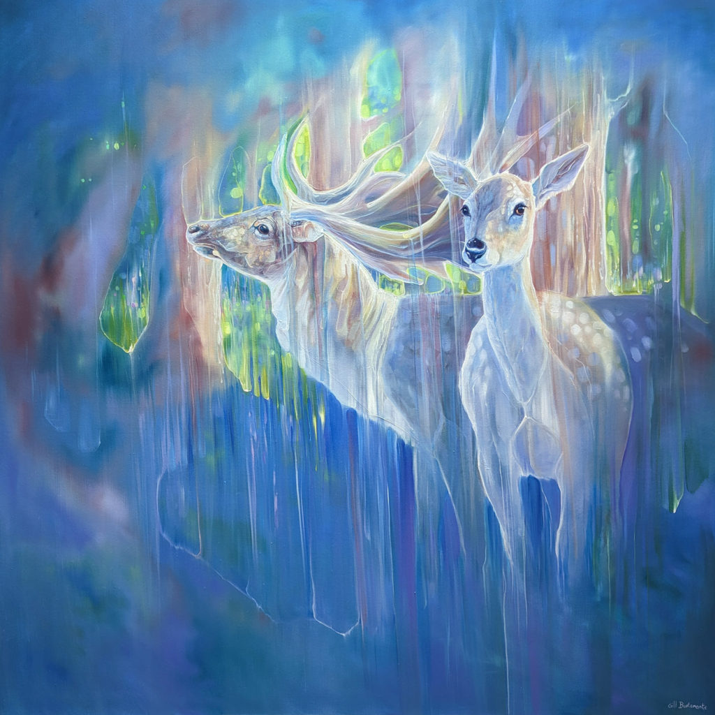 Divine Monarchs, blue deer abstract